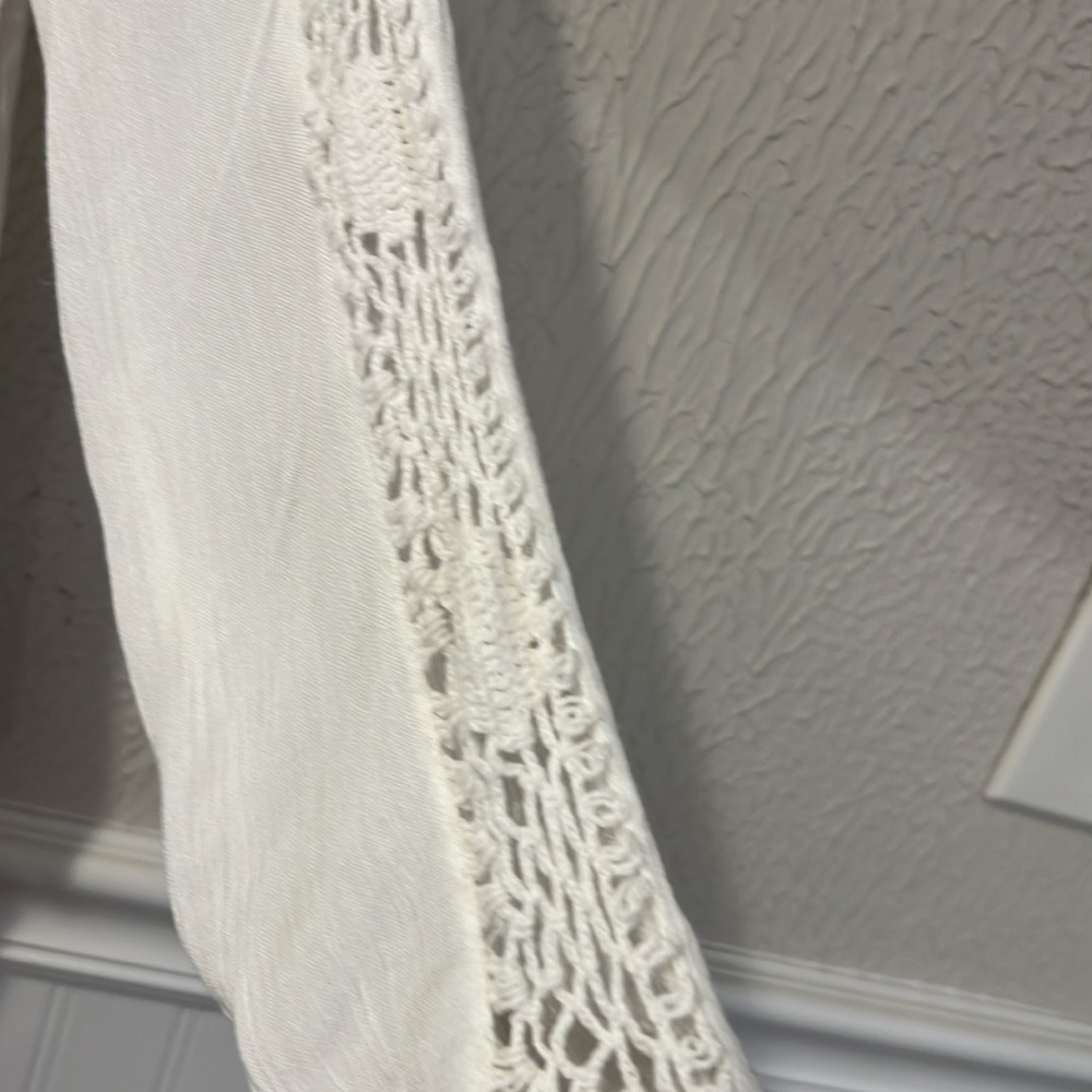 Free People Katie Bird White Lace Inlet long sleeve button down top size XS - Picture 8 of 16